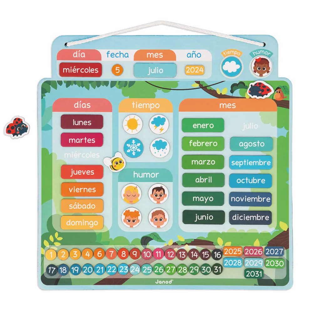 Janod Jeux Éducatifs Primaire|Jeux Éducatifs Maternelle*Calendrier Magnétique - Espagnol
