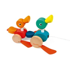 Janod Jouets À Promener & À Pousser*Canard Family à promener (bois)