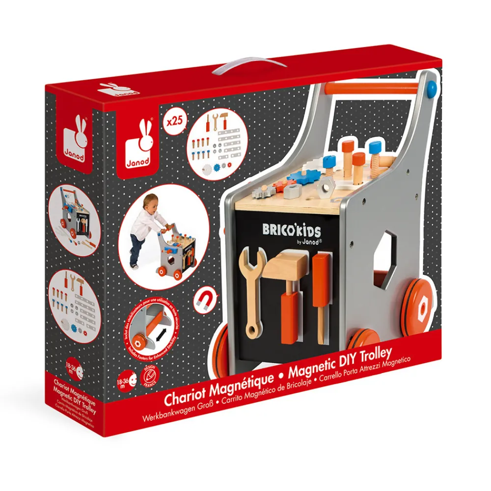 Janod Établis, Outils & Bricolage|Jouets À Bascule, Porteurs & Chariots*Chariot magnétique Brico'Kids (bois)