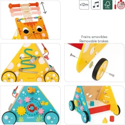 Janod Bouliers, Loopings & Panneaux D'Activités|Manipulation & Encastrement*Chariot Multi-Activités Chat (bois)