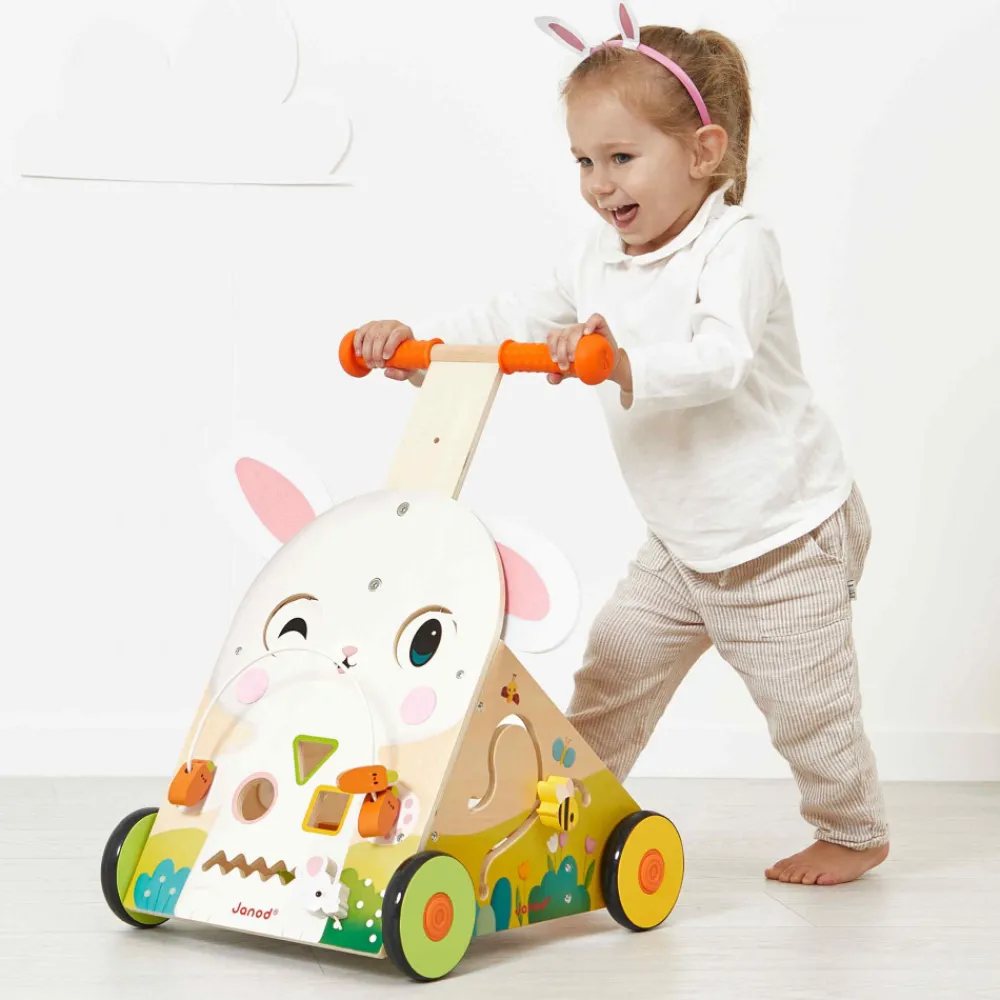 Janod Tracteurs & Animaux De La Ferme|Manipulation & Encastrement*Chariot Multi-Activités Lapin en bois