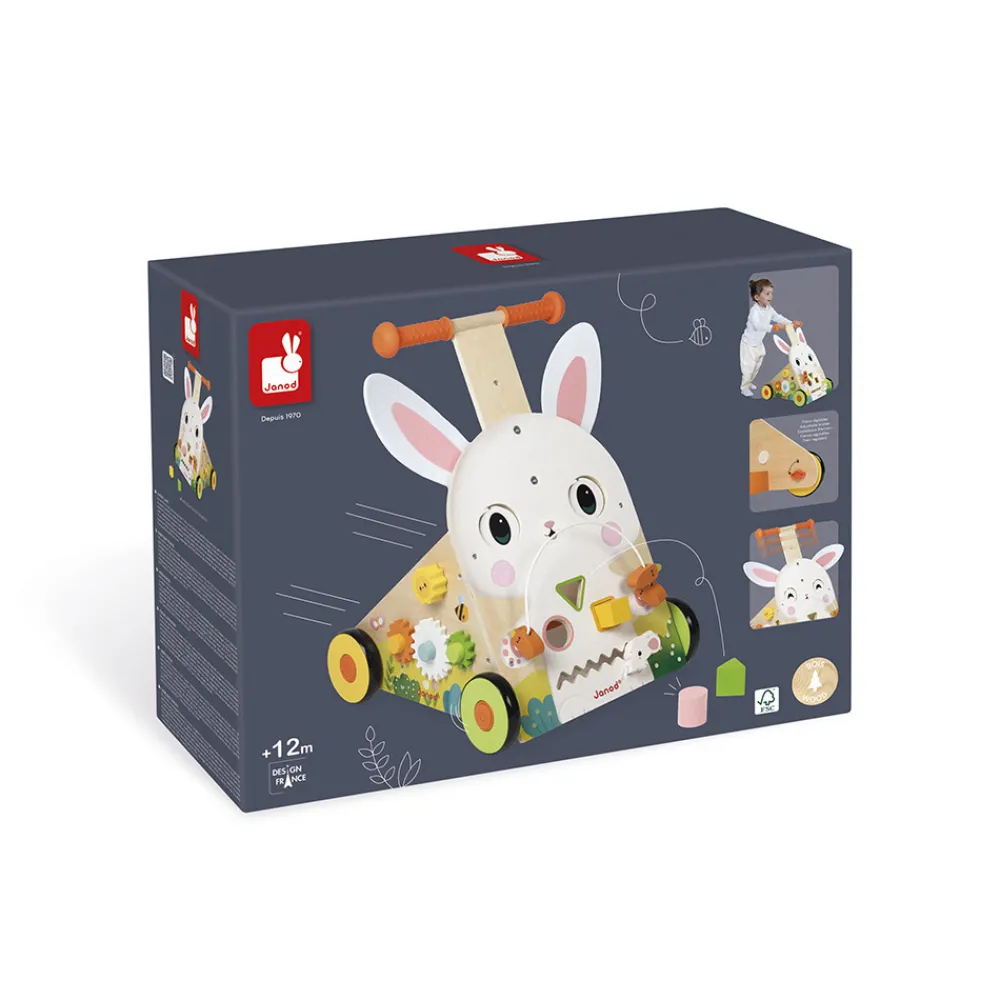 Janod Tracteurs & Animaux De La Ferme|Manipulation & Encastrement*Chariot Multi-Activités Lapin en bois