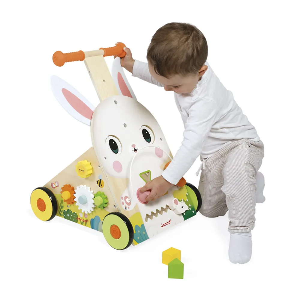 Janod Tracteurs & Animaux De La Ferme|Manipulation & Encastrement*Chariot Multi-Activités Lapin en bois