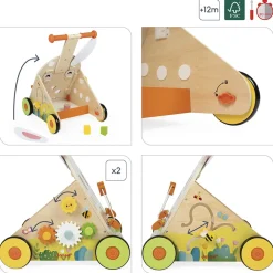 Janod Tracteurs & Animaux De La Ferme|Manipulation & Encastrement*Chariot Multi-Activités Lapin en bois