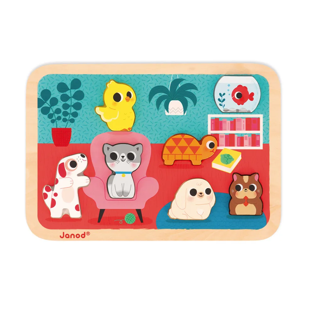Janod Puzzles En Bois Premier Âge|Puzzles En Bois Premier Âge*Chunky Puzzle Animaux Familiers 7 pièces