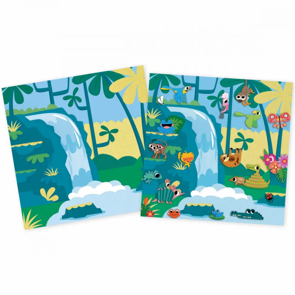 Janod Mosaïques & Gommettes*Coffret Créatif Gommettes et Décors Jungle - 5 ans