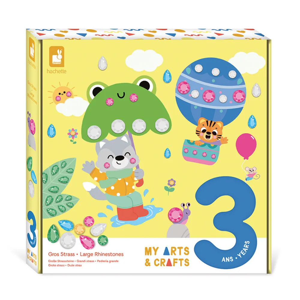 Janod Sable, Paillettes, Dorure & Strass|Mosaïques & Gommettes*Coffret Créatif Gros Strass - 3 ans