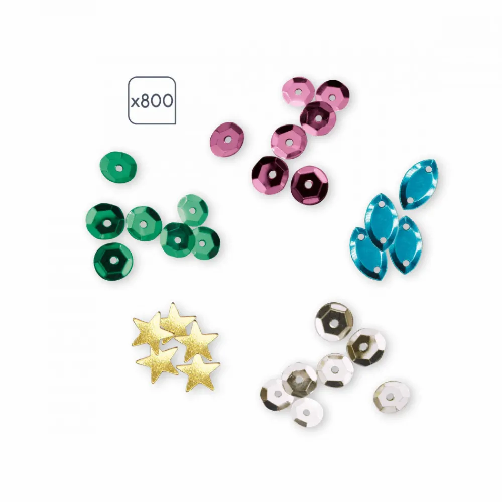 Janod Sable, Paillettes, Dorure & Strass|Collection "Les Ateliers Du Calme"*Coffret Créatif Sequins à Coller Sirènes