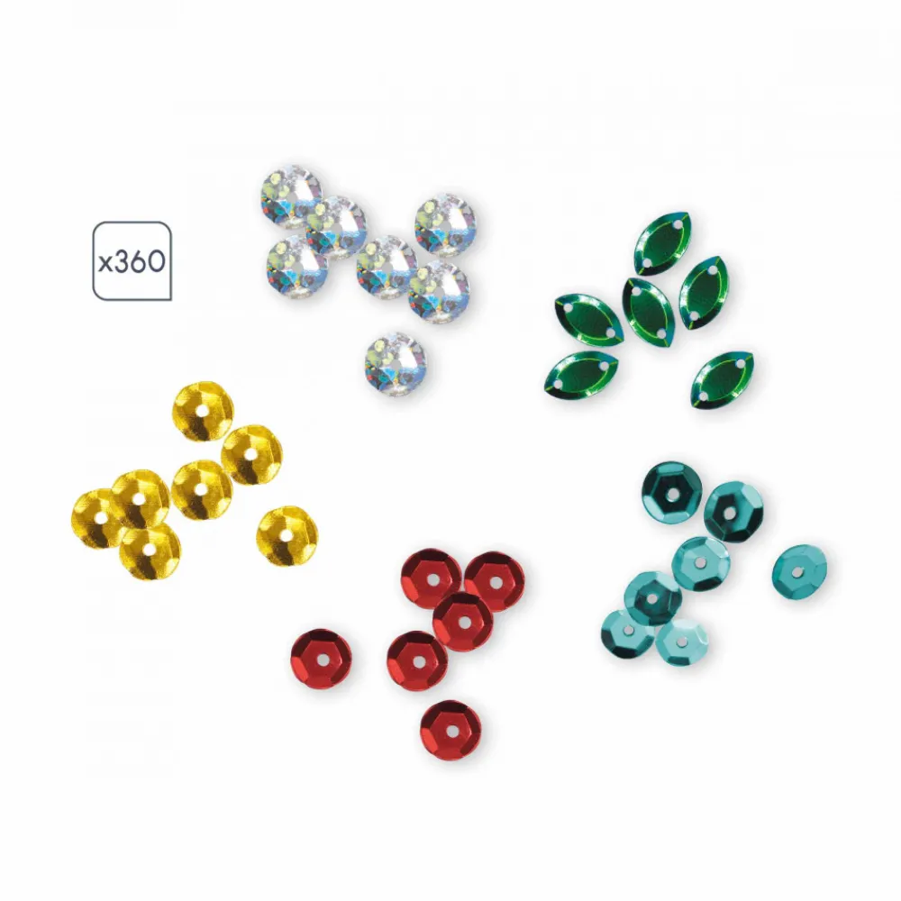 Janod Sable, Paillettes, Dorure & Strass|Collection "Les Ateliers Du Calme"*Coffret Créatif Sequins à Coller Dragons
