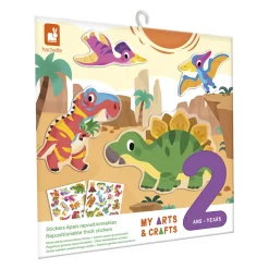 Janod Mosaïques & Gommettes*Coffret Créatif Stickers Epais Repositionnables Dinos - 2 ans