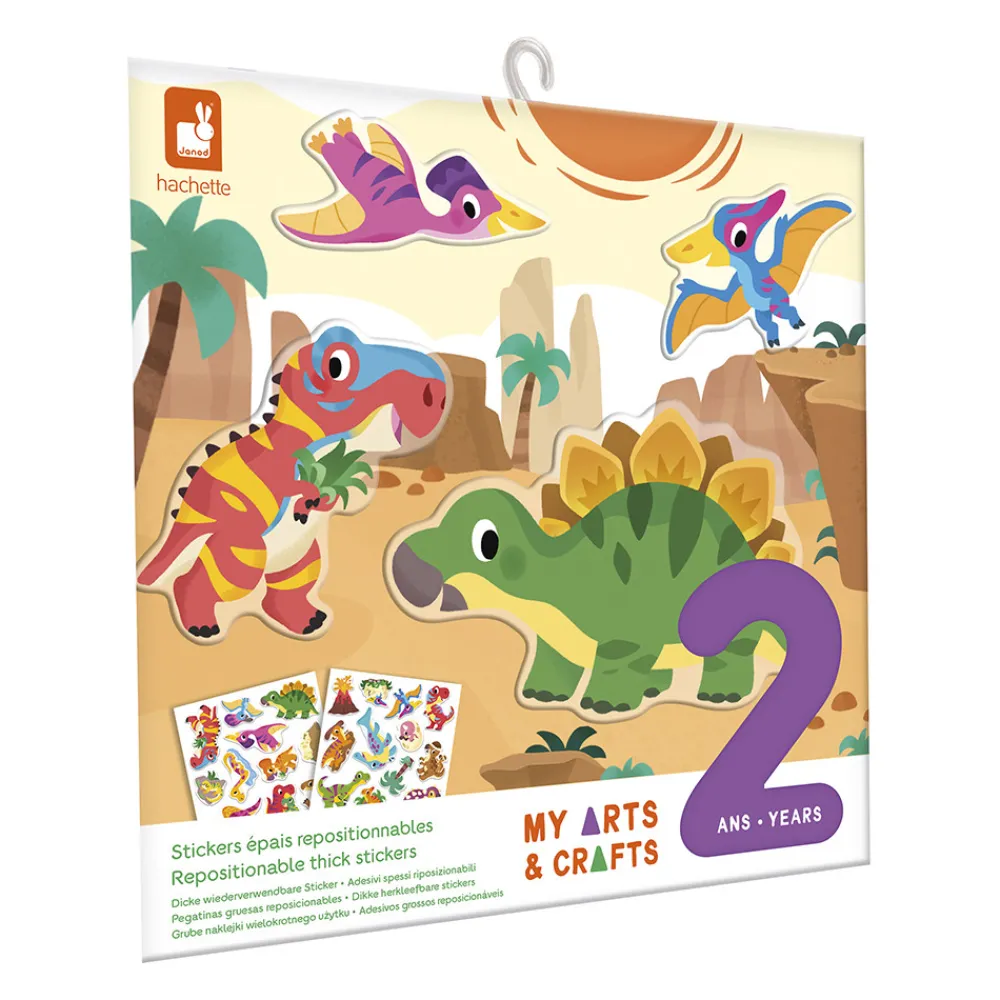 Janod Mosaïques & Gommettes*Coffret Créatif Stickers Epais Repositionnables Dinos - 2 ans