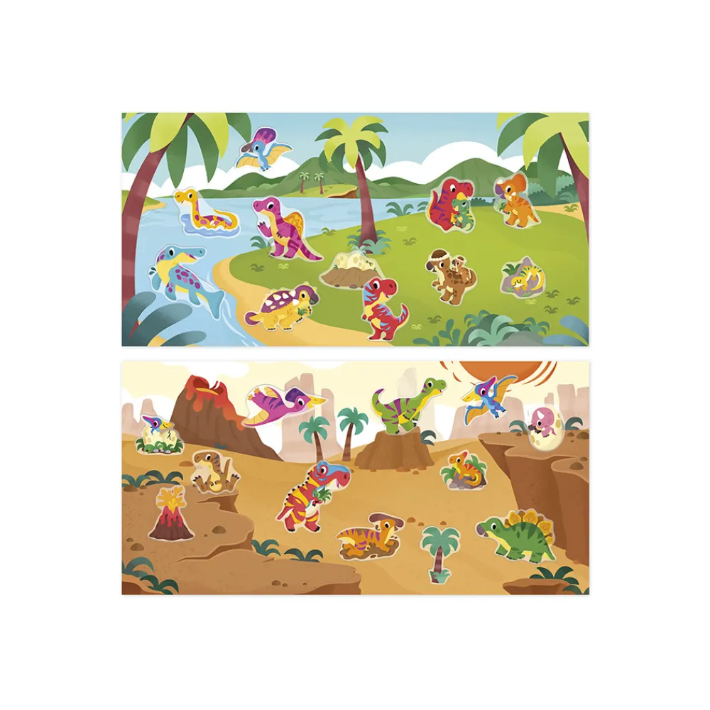 Janod Mosaïques & Gommettes*Coffret Créatif Stickers Epais Repositionnables Dinos - 2 ans