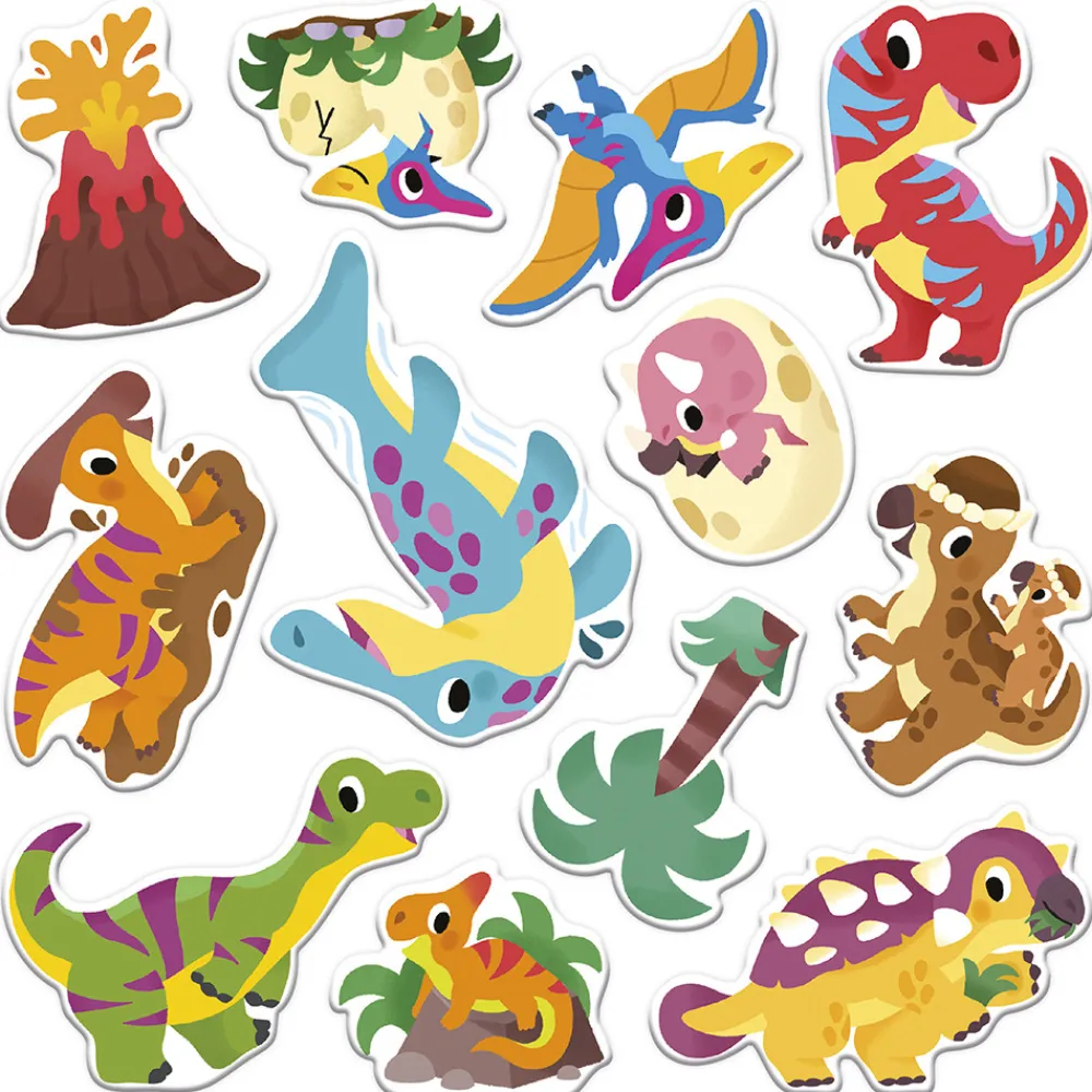 Janod Mosaïques & Gommettes*Coffret Créatif Stickers Epais Repositionnables Dinos - 2 ans