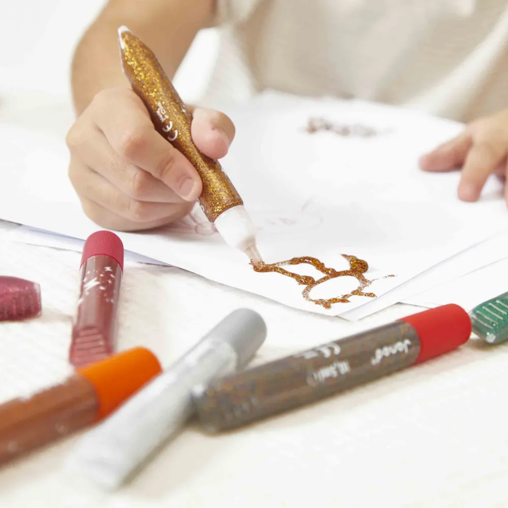 Janod Peinture Par Numéro & Coloriage|Tampons & Papeterie*Colle à Paillettes x9 tubes