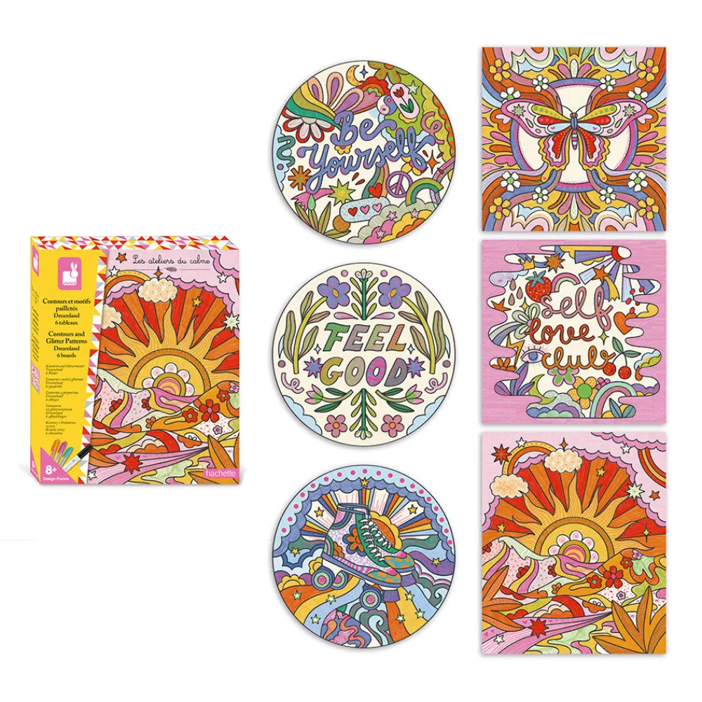 Janod Peinture Par Numéro & Coloriage|Collection "Les Ateliers Du Calme"*Contours Et Motifs Pailletés Dreamland