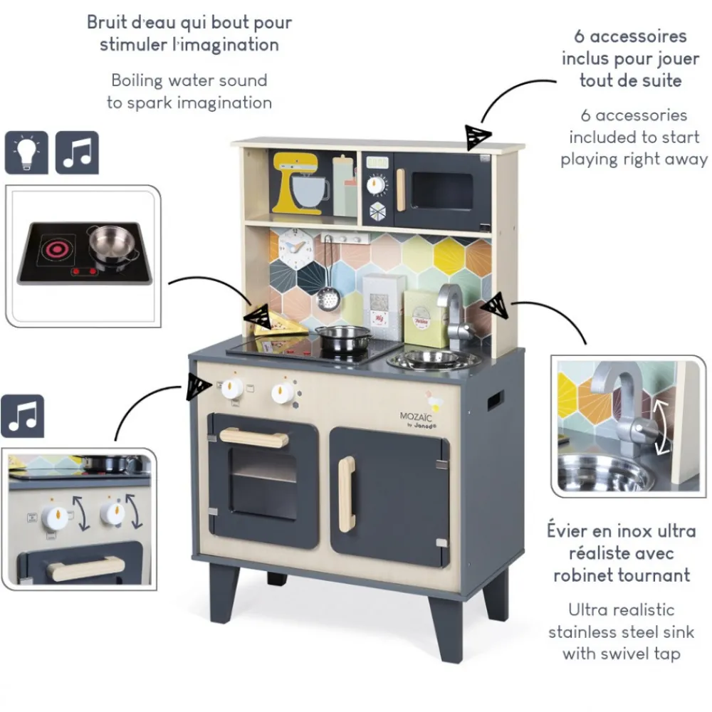 Janod Cuisines, Dinettes & Marchandes*Grande Cuisine Mozaïc en bois