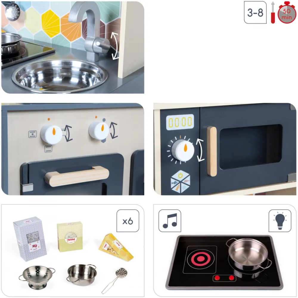 Janod Cuisines, Dinettes & Marchandes*Grande Cuisine Mozaïc en bois