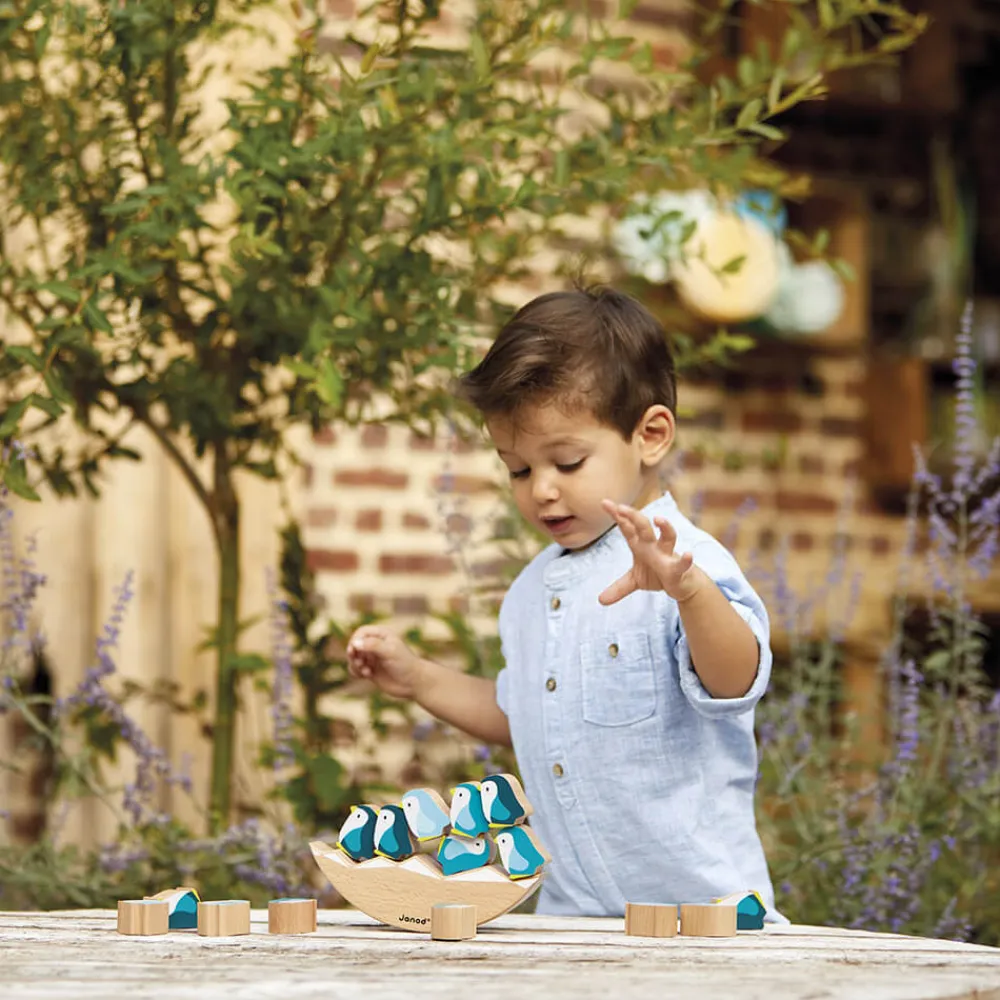 Janod Jeux D'Équilibre|Jeux Éducatifs Primaire*Jeu Basculo Manchots en bois - Partenariat WWF®