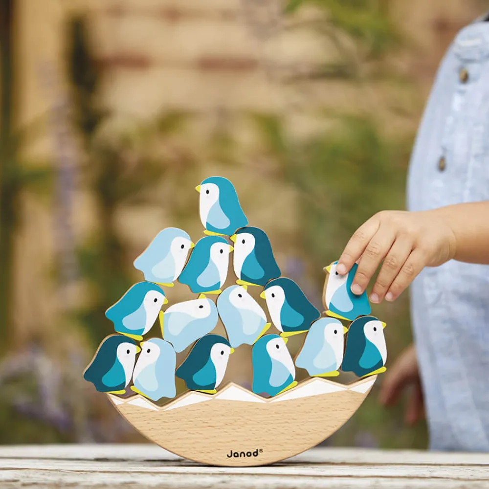 Janod Jeux D'Équilibre|Jeux Éducatifs Primaire*Jeu Basculo Manchots en bois - Partenariat WWF®