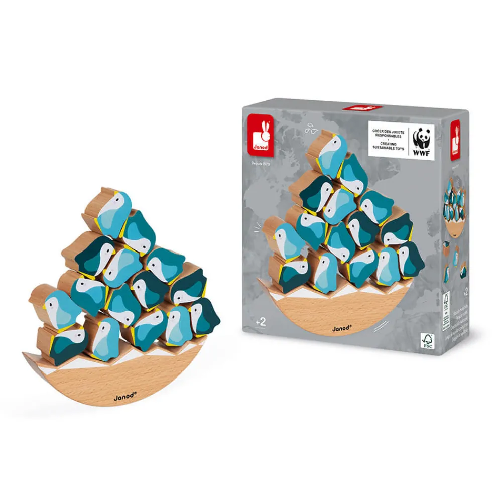 Janod Jeux D'Équilibre|Jeux Éducatifs Primaire*Jeu Basculo Manchots en bois - Partenariat WWF®