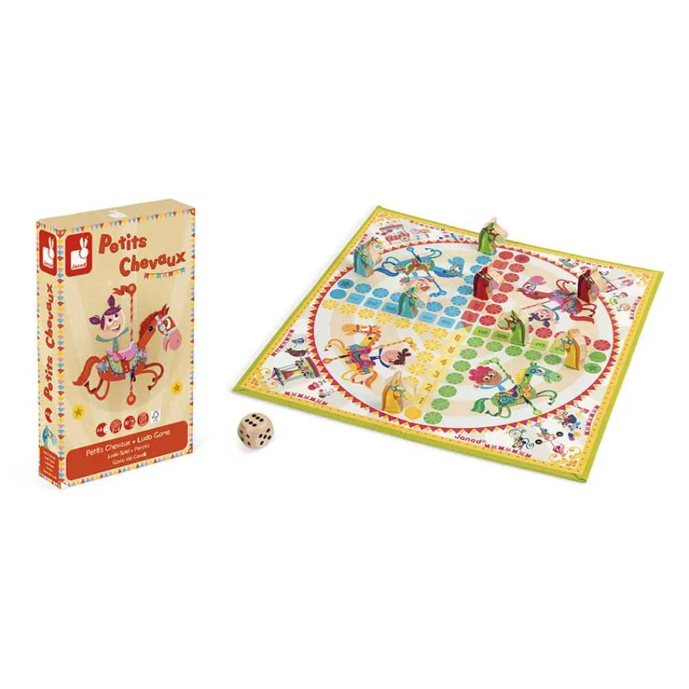 Janod Jeux De Parcours*Jeu de petits chevaux carrousel (bois et carton)
