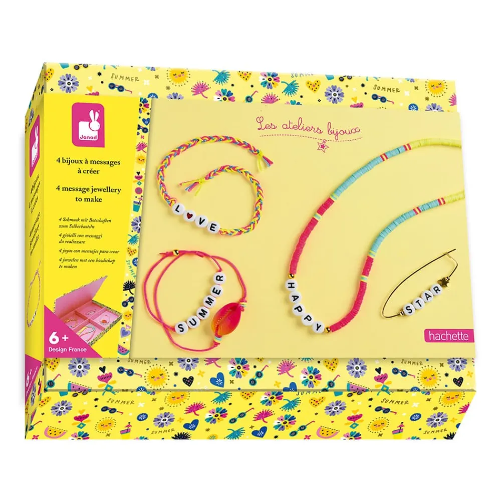 Janod Collection "Les Ateliers Bijoux" & Les Perles*Kit Créatif - 4 Bijoux à Messages à Créer
