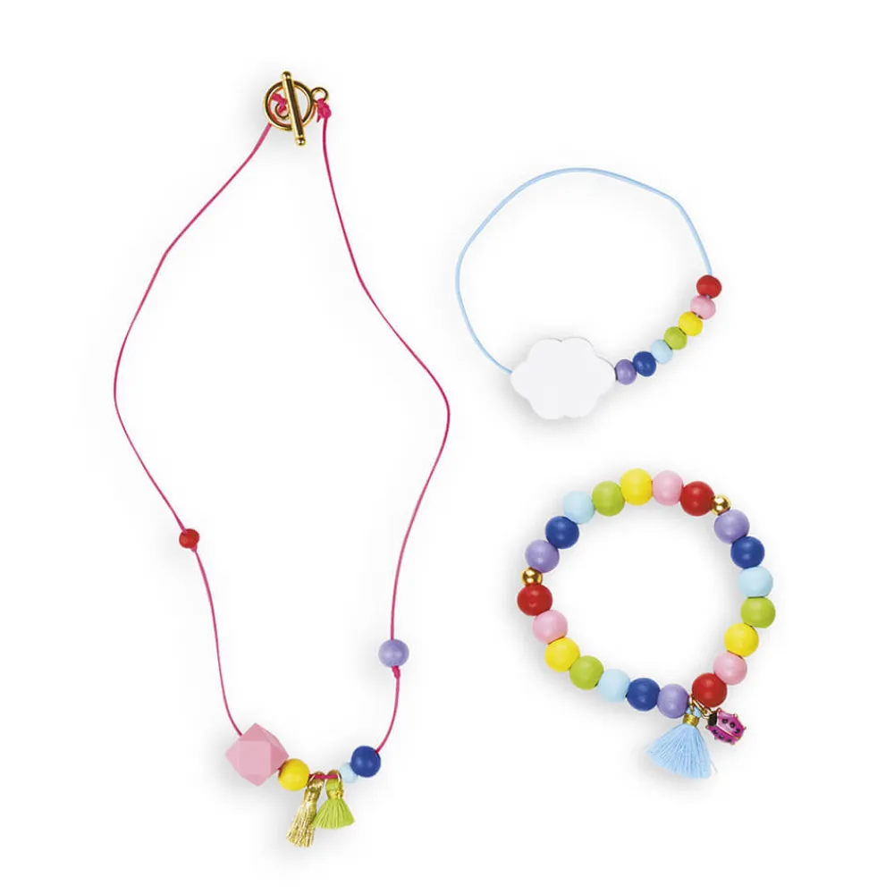 Janod Collection "Les Ateliers Bijoux" & Les Perles*Kit Créatif - 3 Bijoux Arc-En-Ciel à Créer