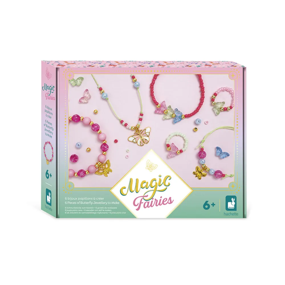 Janod Collection "Les Ateliers Bijoux" & Les Perles*Kit Créatif - 6 Bijoux Jolis Papillons Magic Fairies