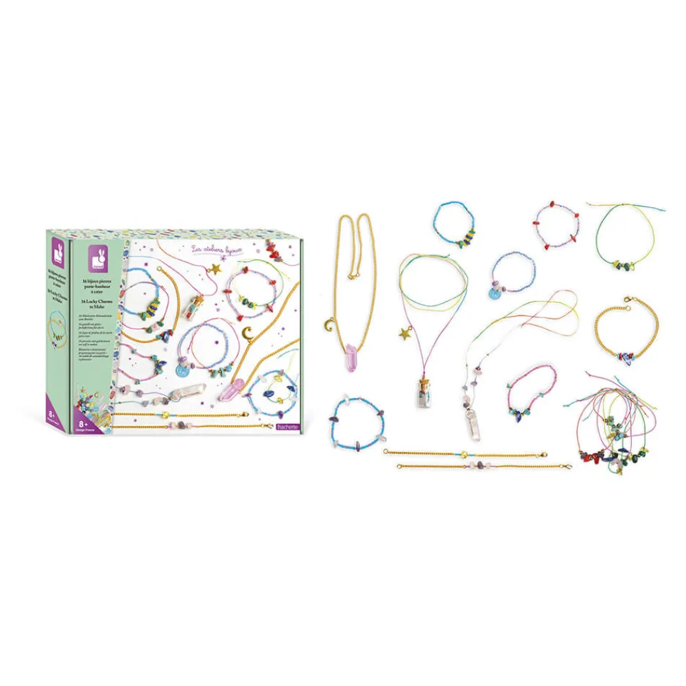 Janod Collection "Les Ateliers Bijoux" & Les Perles*Kit Créatif - 16 Bijoux Pierre Porte-Bonheur à Créer