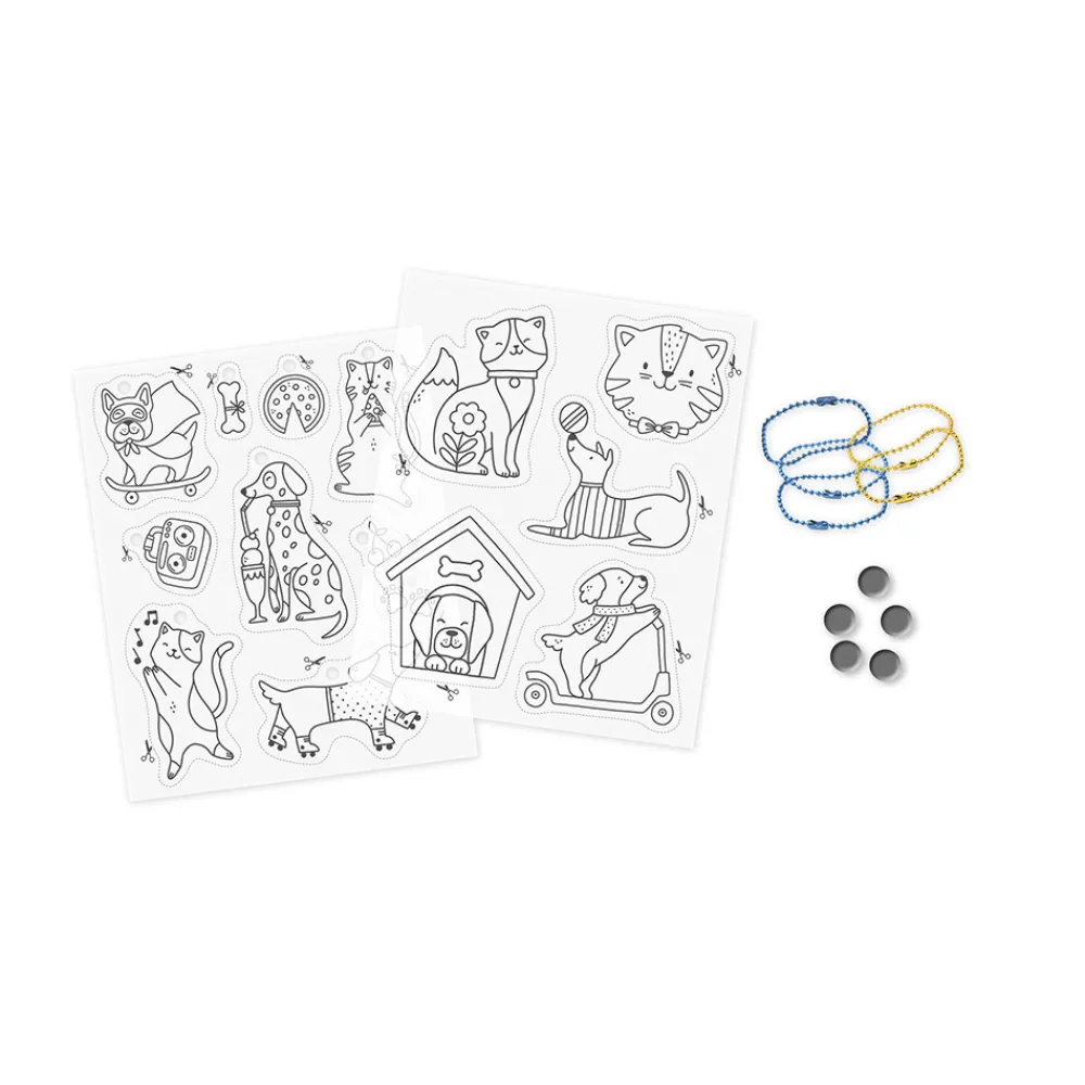 Janod Créations 3D|Collection "Les Ateliers Du Calme"*Kit Créatif - 10 Décos en Plastique Fou Chats et Chiens à Créer
