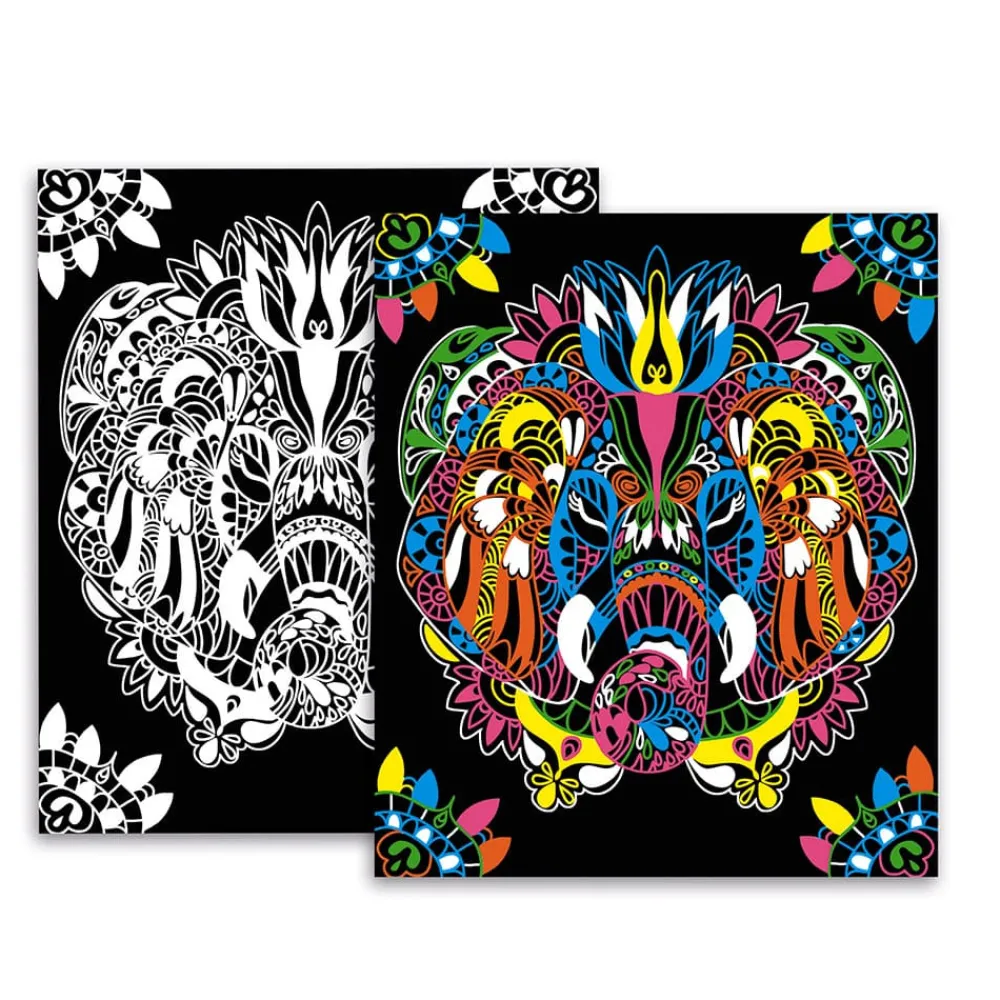 Janod Créations 3D|Peinture Par Numéro & Coloriage*Kit Créatif - Coffret Multi-Activités 17 Réalisations Animaux