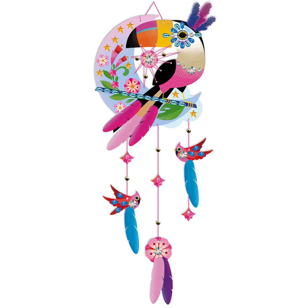Janod Créations 3D|Sable, Paillettes, Dorure & Strass*Kit Créatif - Coffret Multi-Activités 11 Décos Girly