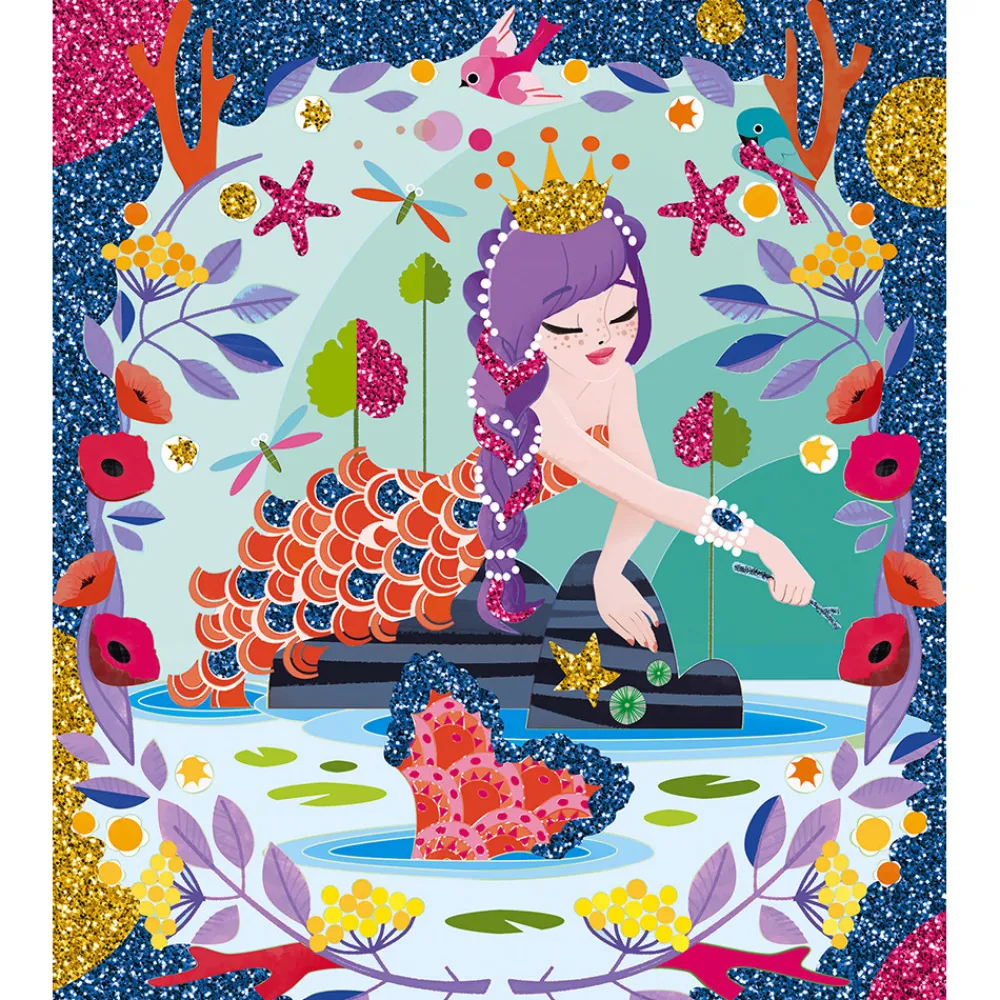 Janod Créations 3D|Sable, Paillettes, Dorure & Strass*Kit Créatif - Coffret Multi-Activités 11 Décos Girly