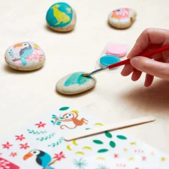 Janod Peinture Par Numéro & Coloriage|Collection "Les Ateliers Déco"*Kit Créatif - Galets à Décorer