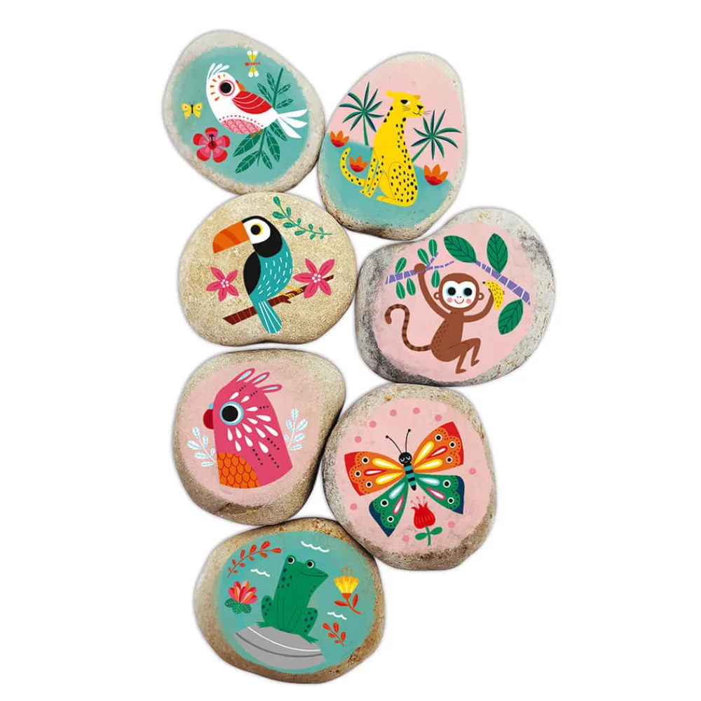 Janod Peinture Par Numéro & Coloriage|Collection "Les Ateliers Déco"*Kit Créatif - Galets à Décorer