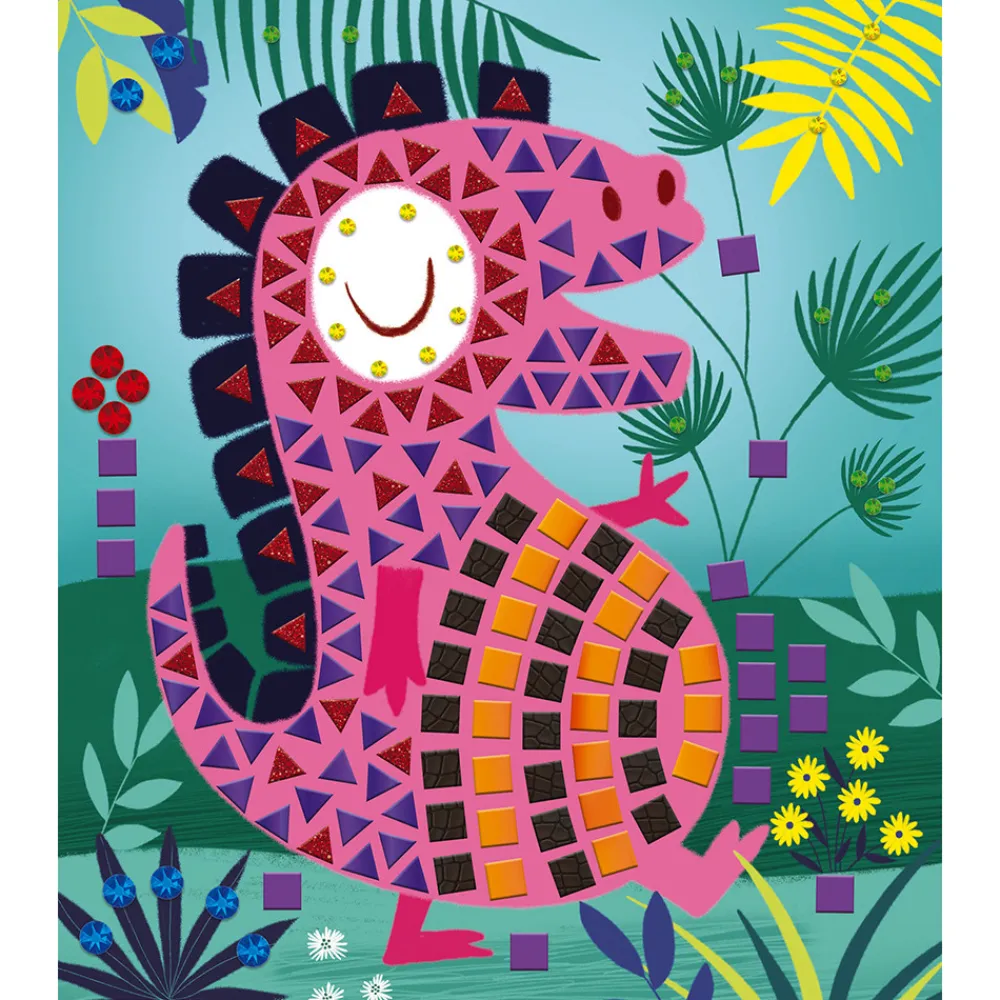 Janod Mosaïques & Gommettes|Collection "Les Ateliers Du Calme"*Kit Créatif - Mosaïques Dinosaures
