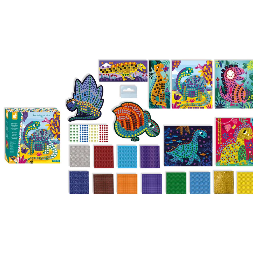 Janod Mosaïques & Gommettes|Collection "Les Ateliers Du Calme"*Kit Créatif - Mosaïques Dinosaures