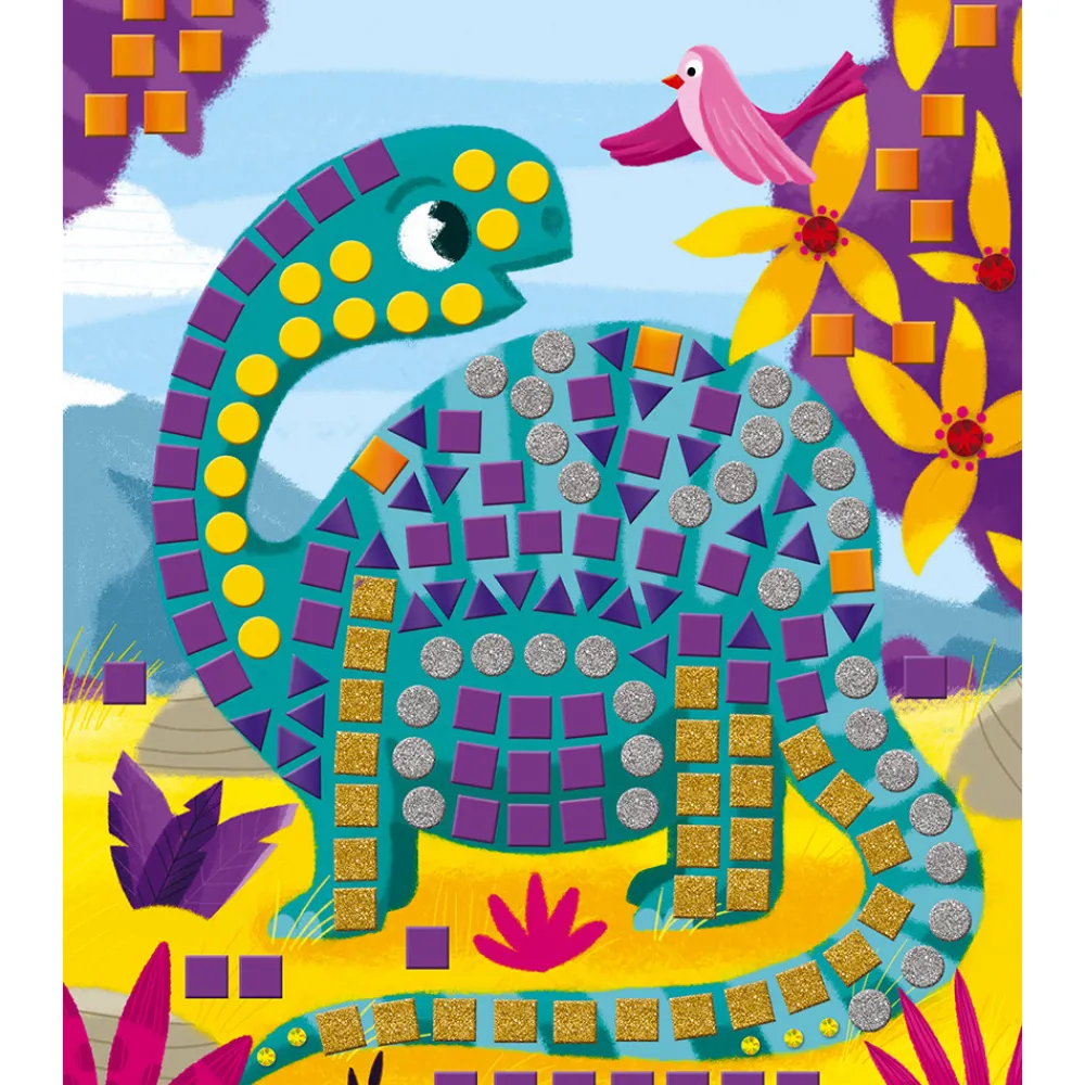Janod Mosaïques & Gommettes|Collection "Les Ateliers Du Calme"*Kit Créatif - Mosaïques Dinosaures