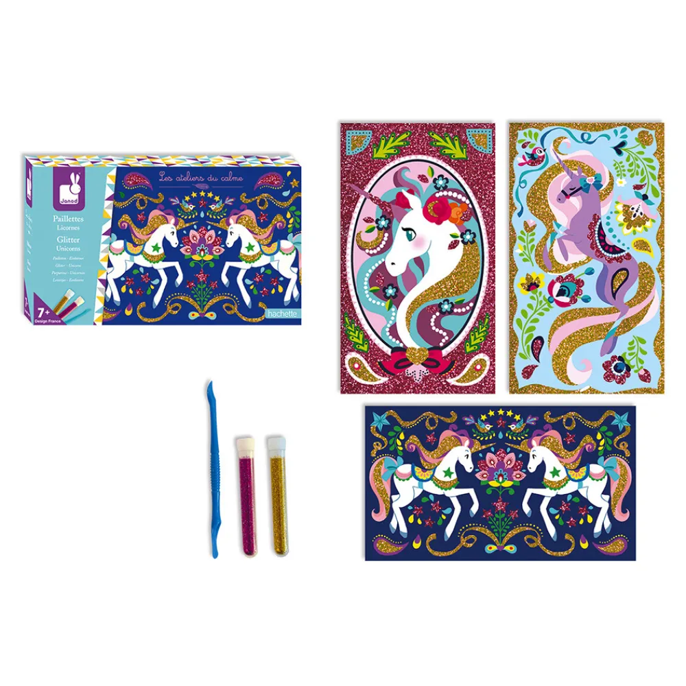 Janod Sable, Paillettes, Dorure & Strass|Collection "Les Ateliers Du Calme"*Kit Créatif - Paillettes Licornes