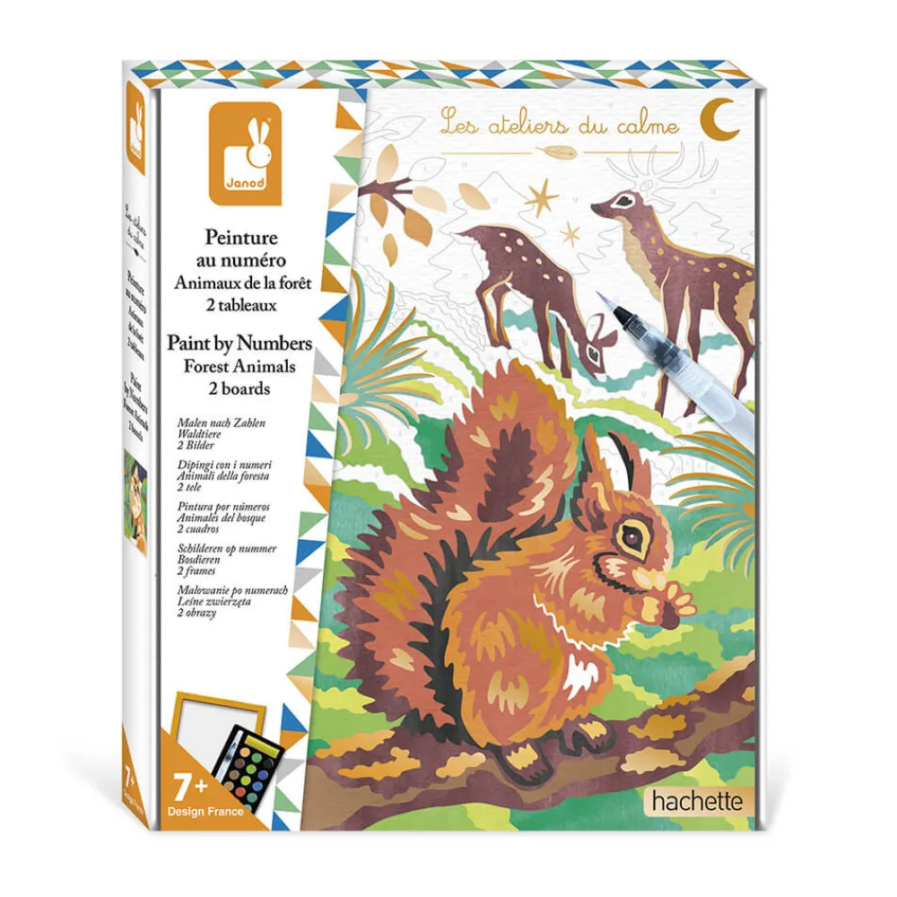 Janod Peinture Par Numéro & Coloriage*Kit Créatif - Peinture par Numéro Animaux de la Forêt