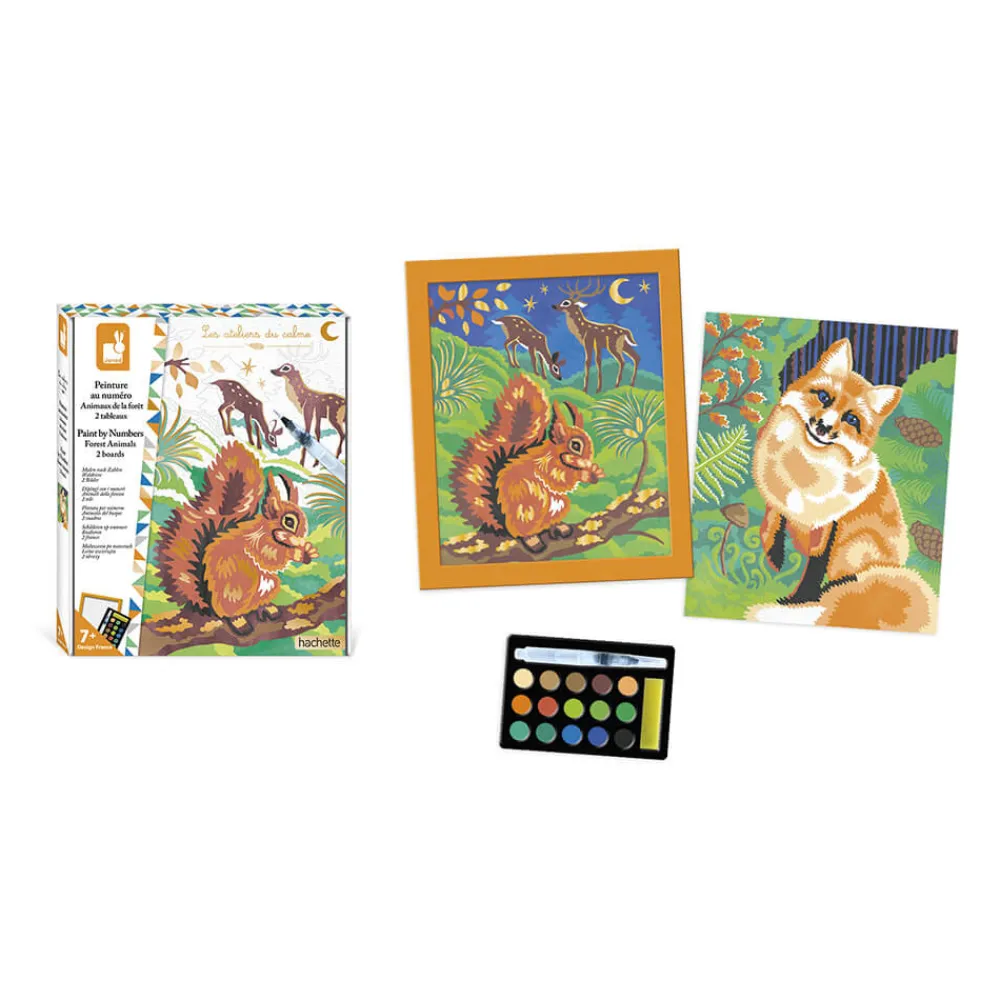 Janod Peinture Par Numéro & Coloriage*Kit Créatif - Peinture par Numéro Animaux de la Forêt