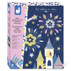 Janod Sable, Paillettes, Dorure & Strass|Collection "Les Ateliers Du Calme"*Kit Créatif - Sables Phosphorescents et Paillettes Nuit Féérique