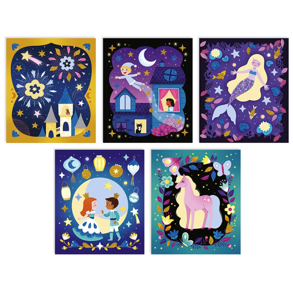 Janod Sable, Paillettes, Dorure & Strass|Collection "Les Ateliers Du Calme"*Kit Créatif - Sables Phosphorescents et Paillettes Nuit Féérique