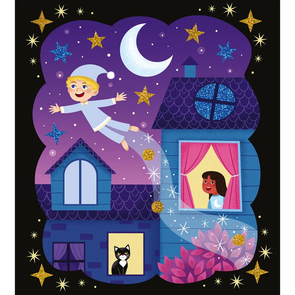 Janod Sable, Paillettes, Dorure & Strass|Collection "Les Ateliers Du Calme"*Kit Créatif - Sables Phosphorescents et Paillettes Nuit Féérique