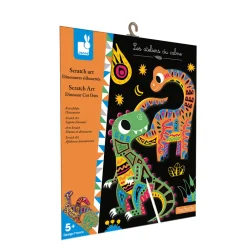 Janod Cartes À Gratter|Collection "Les Ateliers Du Calme"*Kit Créatif - Scratch Art Dinosaures Silhouettés