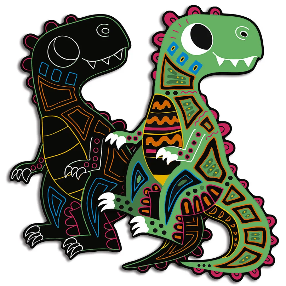 Janod Cartes À Gratter|Collection "Les Ateliers Du Calme"*Kit Créatif - Scratch Art Dinosaures Silhouettés