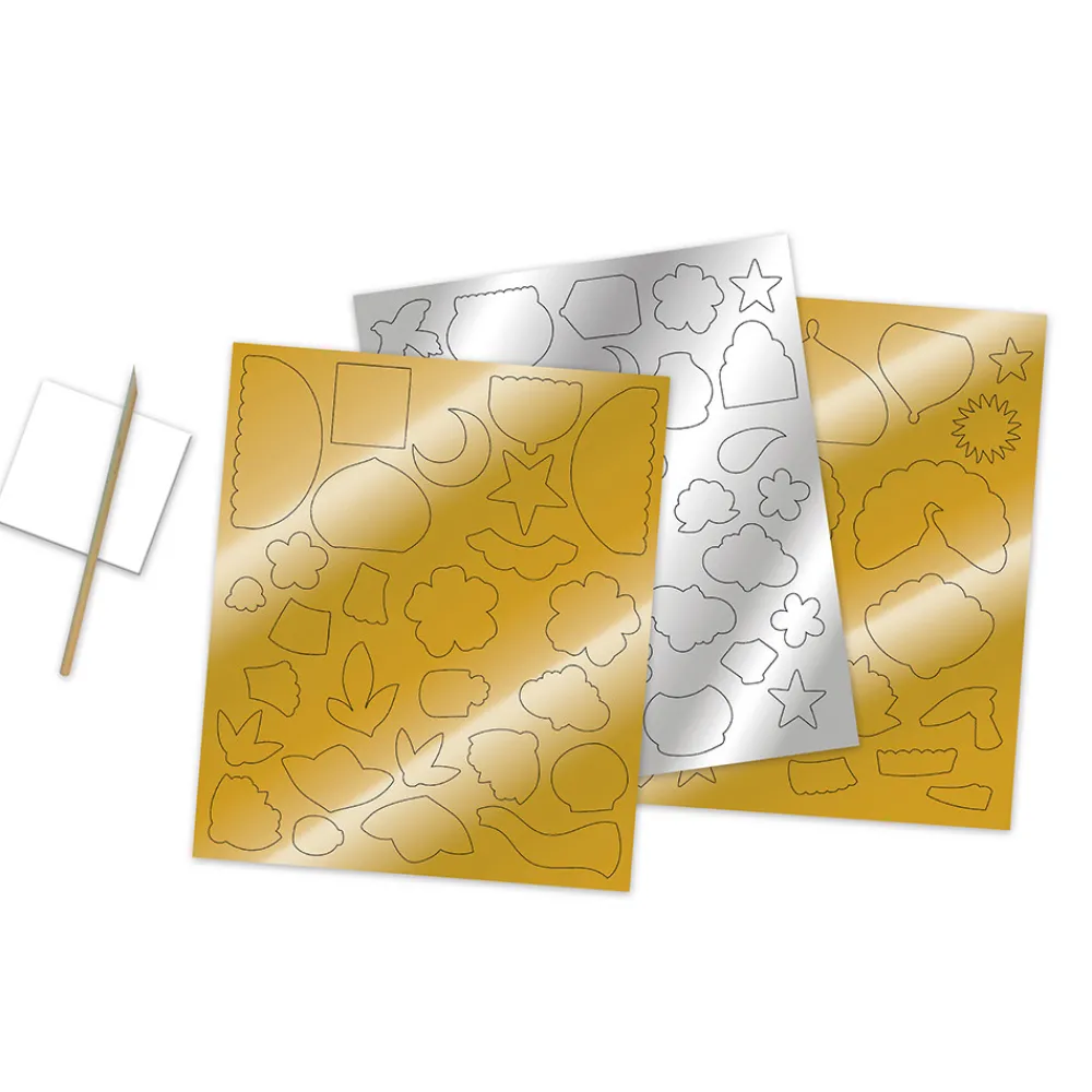 Janod Cartes À Gratter|Collection "Les Ateliers Du Calme"*Kit Créatif - Stickers en Métal à Repousser Bollywood