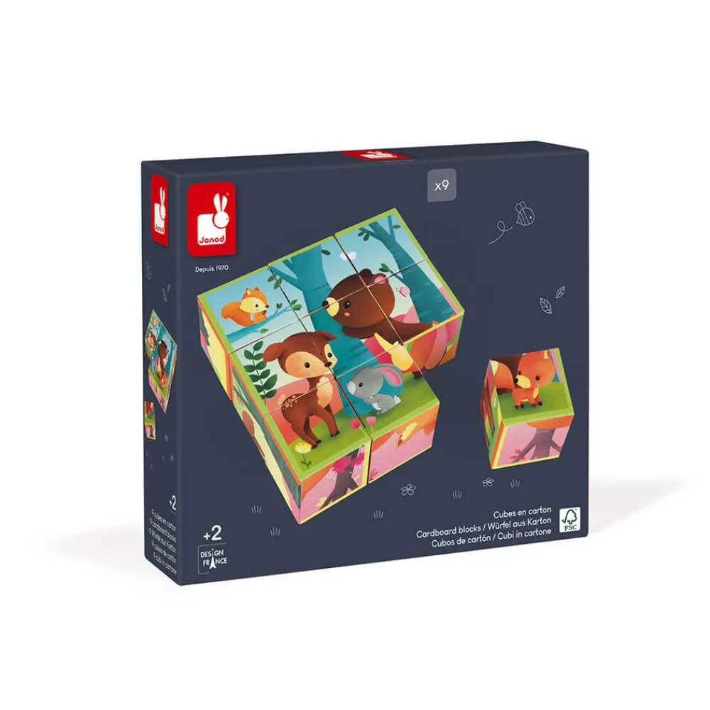 Janod Cubes & Pyramides*Kubkid - animaux de la forêt - 9 cubes