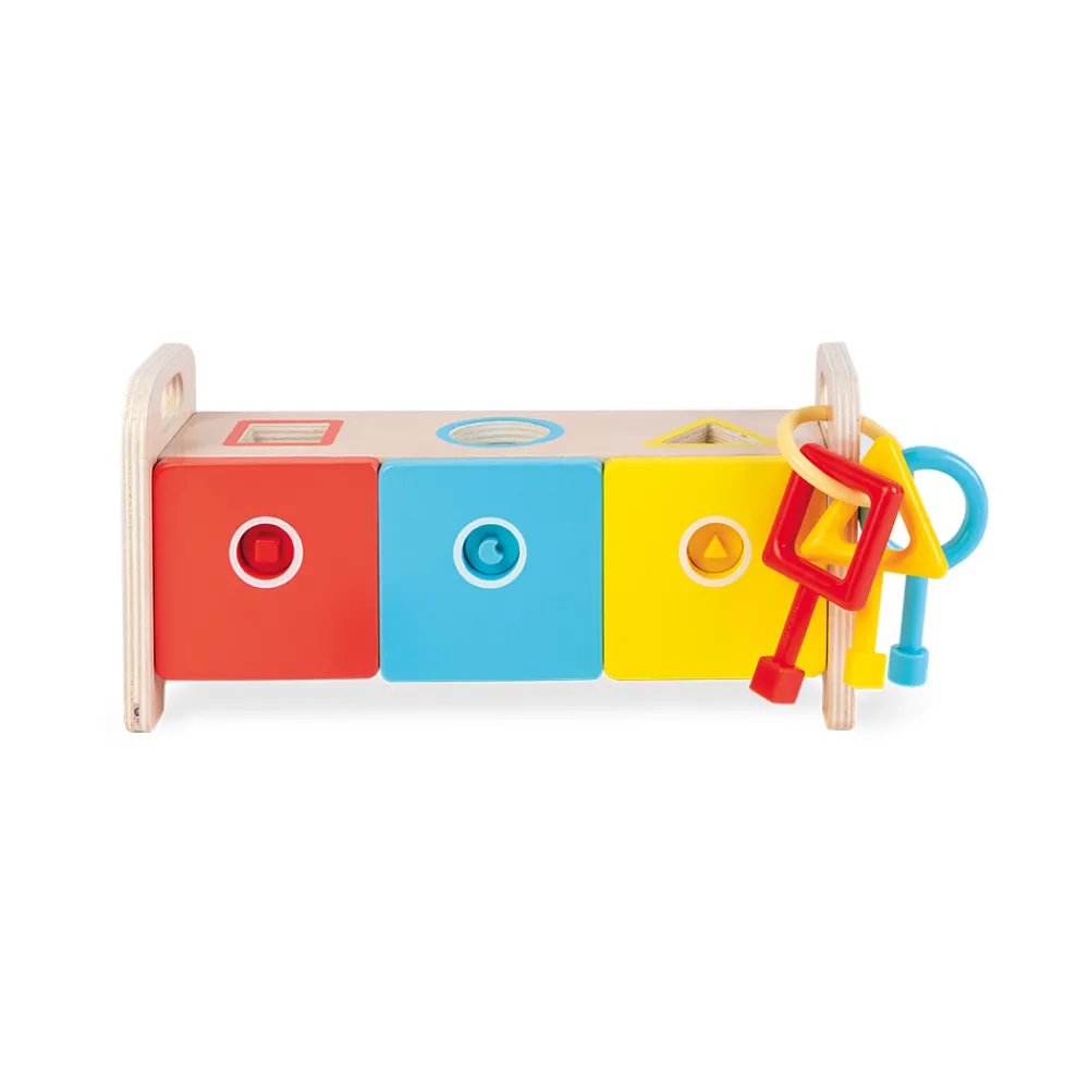 Janod Jeux Éducatifs Maternelle|Formes & Couleurs*La Boite à Clefs - Essentiel (bois)