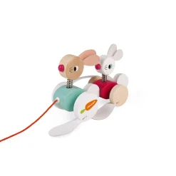 Janod Jouets À Promener & À Pousser*Lapins à promener (bois)